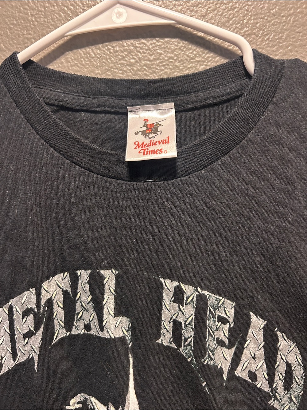 Vintage Medieval Times Metal Head T Shirt Mens Small S Black Knight Helmet Tee - Picture 2 of 3